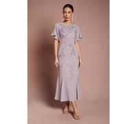 Coast Women's Beaded Batwing Georgette Midi Dress in Mauve | Size: 10