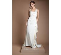 Coast Women's Beaded Strap Cowl Neck Wedding Dress in Ivory | Size: 14 Coast Ivory 14