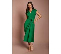 Coast Women's Belted Crepe Dress in Emerald | Size: 12