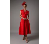 Coast Women's Belted Crepe Dress in Flame Red | Size: 8 Coast Flame Red 8