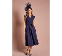 Coast Women's Belted Crepe Dress in Navy | Size: 12 Coast Navy 12