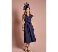 Coast Women's Belted Crepe Midi Dress in Navy | Size: 16 Coast Navy 16