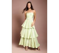 Coast Women's Belted Tiered Satin Maxi Dress in Sage | Size: 16