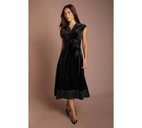 Coast Women's Belted Velvet Midi Dress in Black | Size: 8