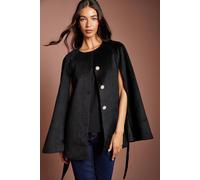 Coast Women's Black Belted Short Occasion Cape Coat | Size: 12