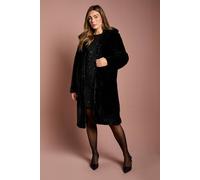 Coast Women's Black Faux Fur Longline Collared Coat | Size: 12 Coast Black 12