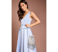 Coast Women's Blair Embellished Drawstring Grab Bag With Fringe Detail in Silver Coast Silver One Size