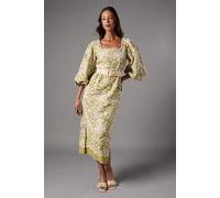 Coast Women's Blouson Sleeve Belted Lace Midi Dress in Ivory | Size: 8 Coast Ivory 8