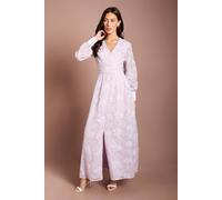 Coast Women's Blouson Sleeve V Neck Sequin Floral Mesh Midaxi Dress in Lilac | Size: 8