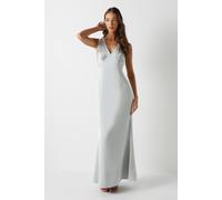 Coast Women's Bow Back V Neck Satin Bridesmaid Dress in Sage | Size: 14