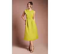 Coast Women's Bow Detail Belted Crepe Midi Dress in Acid Lime | Size: 12