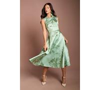 Coast Women's Bow Detail Pleat Midi Dress in Sage | Size: 8