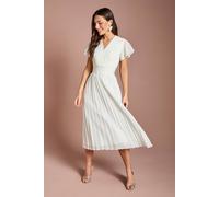 Coast Women's Bow Detail Pleated Georgette Bandage Midi Dress in Ivory | Size: 14 Coast Ivory 14