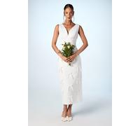 Coast Women's Bow Detail Satin Midi Wedding Dress in Ivory | Size: 10 Coast Ivory 10