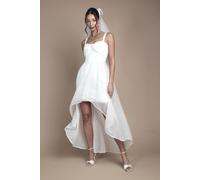 Coast Women's Bow Detail Sweetheart Mini Dress with Organza Overskirt in Ivory | Size: 18
