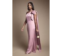 Coast Women's Bow & Drape Detail One Shoulder Satin Bridesmaid Dress in Antique Rose | Size: 16 Coast Antique Rose 16