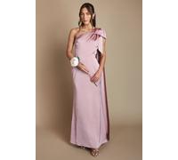 Coast Women's Bow & Drape Detail One Shoulder Satin Bridesmaid Dress in Antique Rose | Size: 8