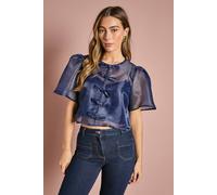 Coast Women's Bow Front Organza Blouse in Navy | Size: 14 Coast Navy 14