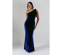 Coast Women's Bow One Shoulder Velvet Bridesmaid Maxi Dress in Navy | Size: 14 Coast Navy 14