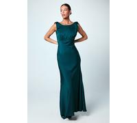 Coast Women's Bow Shoulder Cowl Satin Maxi Bridesmaid Dress in Emerald | Size: 12 Coast Emerald 12