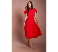 Coast Women's Bow Shoulder Crepe Midi Dress in Flame Red | Size: 12