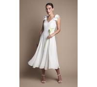 Coast Women's Bow Shoulder Embellished Midi Wedding Dress in Ivory | Size: 14 Coast Ivory 14