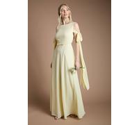 Coast Women's Bow Sleeve Chiffon Bridesmaid Maxi Dress in Lemon | Size: 14 Coast Lemon 14