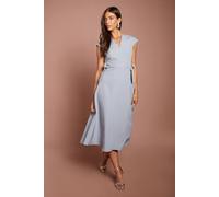 Coast Women's Bow Waist Detail Cap Sleeve Midi Dress in Dusty Blue | Size: 18