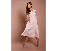 Coast Women's Bow Waist Detail Cap Sleeve Midi Dress in Dusty Pink | Size: 14