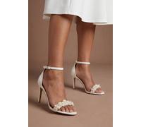 Coast Women's Bridal Ava Satin Pearl Trim High Stiletto Heel Sandals in White | Size: 7