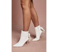 Coast Women's Bridal Camilla Faux Leather Bow Back High Stiletto Heeled Ankle Boots in White | Size: 8 Coast White 8