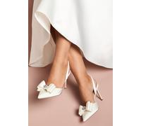 Coast Women's Bridal Collette Satin Embellished Bow Detail High Heel Slingback Court Shoes in White | Size: 3 Coast White 3