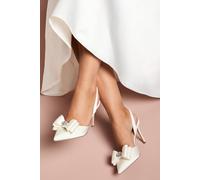 Coast Women's Bridal Collette Satin Embellished Bow Detail High Heel Slingback Court Shoes in White | Size: 6 Coast White 6