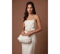 Coast Women's Bridal Estelle Satin Flower Clutch Bag With Crossbody Strap in Ivory