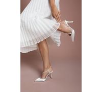 Coast Women's Bridal Kimmie Satin Diamante Asymmetric Strap Pointed High Stiletto Heel Court Shoes in White | Size: 5