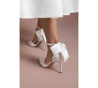 Coast Women's Bridal Kittie Satin Bow Pointed High Stiletto Heel Comfort Sock Court Shoes in White | Size: 4