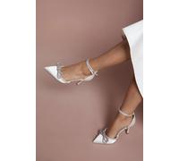 Coast Women's Bridal Krissy Satin Diamante Bow High Stiletto Heel Court Shoes in White | Size: 3