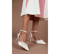 Coast Women's Bridal Rosa Satin Ruffle Detail High Stiletto Heeled Court Shoes in White | Size: 7