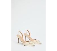 Coast Women's Bridal Selene Satin Pearl Trim Slingback High Heel Court Shoes in Ivory | Size: 3