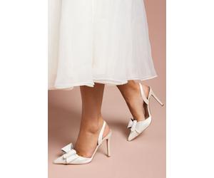 Coast Women's Bridal Tamara Satin Bow Sling Back Stiletto Court Shoes in White | Size: 5 Coast White 5