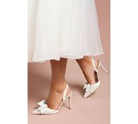 Coast Women's Bridal Tamara Satin Bow Sling Back Stiletto Court Shoes in White | Size: 7 Coast White 7