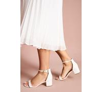 Coast Bridal Thelma Faux Leather Medium Block Heel Sandals, 5, white