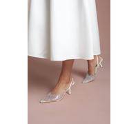 Coast Women's Bridal Tilly Diamante & Pearl Sling Back Pointed Court Shoes in White | Size: 4 Coast White 4