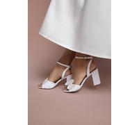 Coast Women's Bridal Tina Satin Soft Ruffle High Block Heel Sandals in Ivory | Size: 6