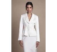 Coast Women's Bridal Waisted Jacket With Satin Lapel in Ivory | Size: 18 Coast Ivory 18