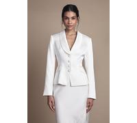 Coast Women's Bridal Waisted Jacket With Satin Lapel in Ivory | Size: 18 Coast Ivory 18
