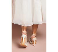 Bridal Wide Fit Tamara Satin Bow Sling Back Stiletto Court Shoes Coast White 7