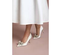Bridal Wide Fit Tania Satin Embellished Bow High Heel Stiletto Court Shoes Coast Ivory 5