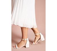 Coast Women's Bridal Wide Fit Thelma Faux Leather Medium Block Heeled Sandals in White | Size: 3 Coast White 3