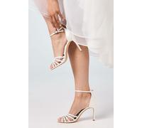Coast Women's Bridal Wide Fit Tilda Satin Lattice Front High Heel Sandals in White | Size: 3 Coast White 3